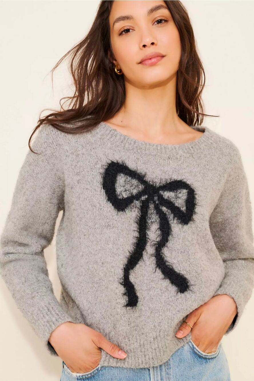 Maeve x Anthropologie Bow Icon Shimmer Sweater. Size 1X. Retails $148